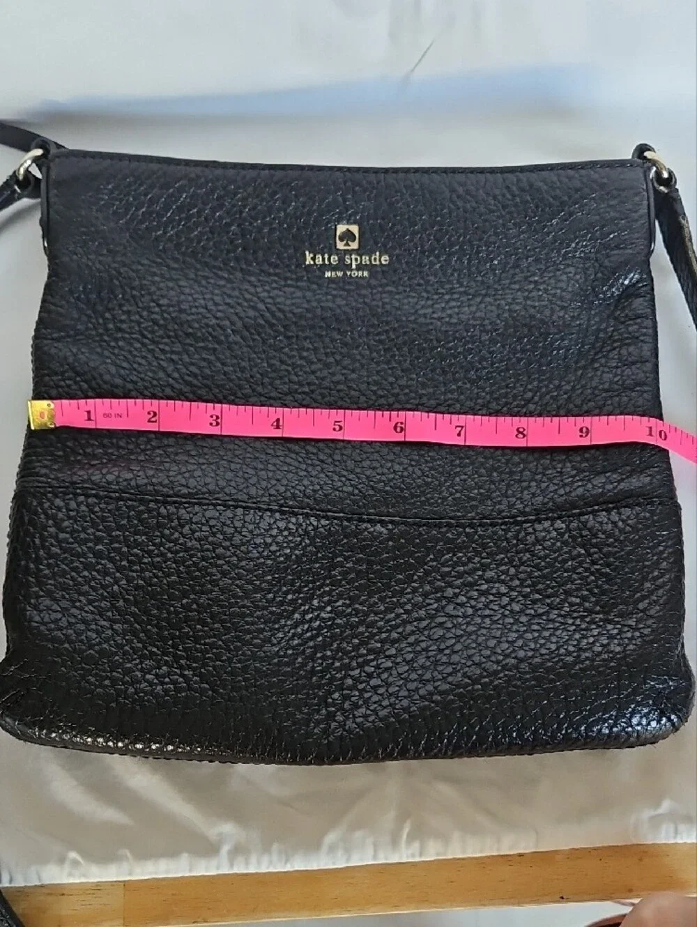 kate spade Black Pebbled Leather Crossbody Shoulder Bag with Gold Logo
